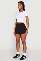Womens Tiered Active Shorts, Black, Size M
