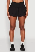 Womens Tiered Active Shorts, Black, Size M