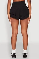 Womens Tiered Active Shorts, Black, Size M
