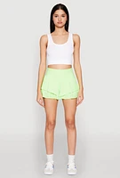 Womens Tiered Active Shorts, Green, Size L