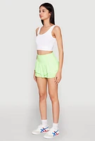 Womens Tiered Active Shorts, Green, Size L