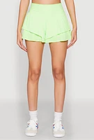 Womens Tiered Active Shorts, Green, Size L