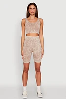 Womens Seamless Mineral Wash Cropped Tank Top, Beige, Size M-L