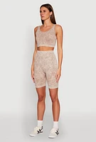 Womens Seamless Mineral Wash Cropped Tank Top, Beige, Size M-L