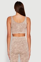 Womens Seamless Mineral Wash Cropped Tank Top, Beige, Size M-L