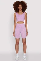 Womens Seamless Mineral Wash Cropped Tank Top, Purple, Size M-L