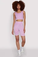 Womens Seamless Mineral Wash Cropped Tank Top, Purple, Size M-L