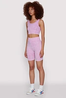 Womens Seamless Mineral Wash Cropped Tank Top, Purple, Size M-L