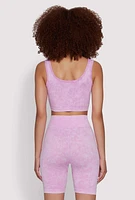 Womens Seamless Mineral Wash Cropped Tank Top, Purple, Size M-L