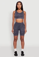 Womens Seamless Mineral Wash Bike Shorts, Grey, Size S-M