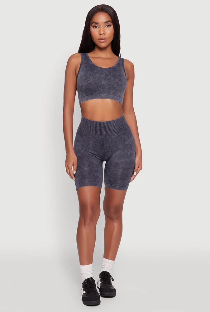 Womens Seamless Mineral Wash Bike Shorts,