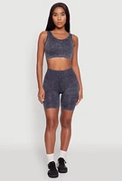 Womens Seamless Mineral Wash Bike Shorts, Grey, Size S-M