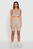 Womens Seamless Mineral Wash Bike Shorts, Khaki, Size S-M