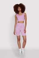 Womens Seamless Mineral Wash Bike Shorts, Purple, Size M-L