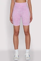 Womens Seamless Mineral Wash Bike Shorts, Purple, Size M-L