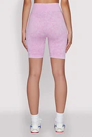 Womens Seamless Mineral Wash Bike Shorts, Purple, Size M-L