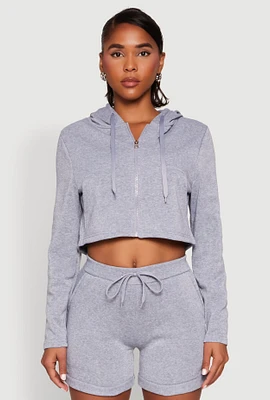 Womens Fleece Lined Zip Front Hooded Sweatshirt, Grey, Size XL