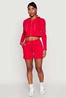 Womens Fleece Lined Zip Front Hooded Sweatshirt, Red, Size M