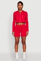 Womens Fleece Lined Zip Front Hooded Sweatshirt, Red, Size M