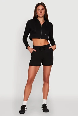 Womens Fixed Cuff Drawstring Sweatshorts,