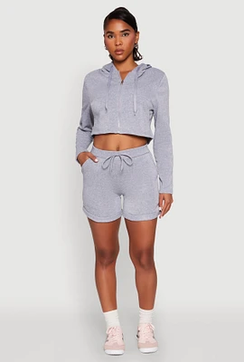 Womens Fixed Cuff Drawstring Sweatshorts, Grey, Size L