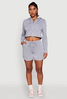 Womens Fixed Cuff Drawstring Sweatshorts, Grey, Size L