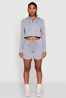 Womens Fixed Cuff Drawstring Sweatshorts, Grey, Size L