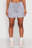 Womens Fixed Cuff Drawstring Sweatshorts, Grey, Size L