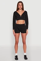 Womens Fleece Plunge Cropped Sweatshirt,
