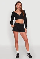 Womens Fleece Plunge Cropped Sweatshirt,
