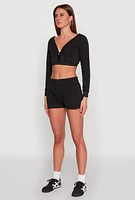 Womens Fleece Plunge Cropped Sweatshirt,