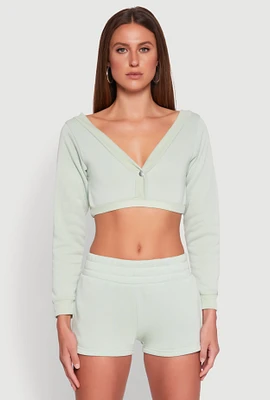 Womens Fleece Plunge Cropped Sweatshirt,