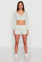 Womens Fleece Plunge Cropped Sweatshirt,
