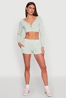 Womens Fleece Plunge Cropped Sweatshirt,
