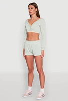 Womens Fleece Plunge Cropped Sweatshirt,