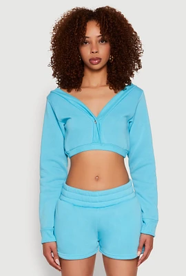 Womens Fleece Plunge Cropped Sweatshirt,