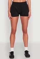 Womens Fleece Elastic Waist Sweatshorts, Black, Size L