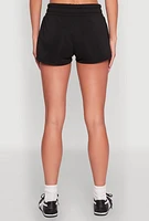 Womens Fleece Elastic Waist Sweatshorts, Black, Size L