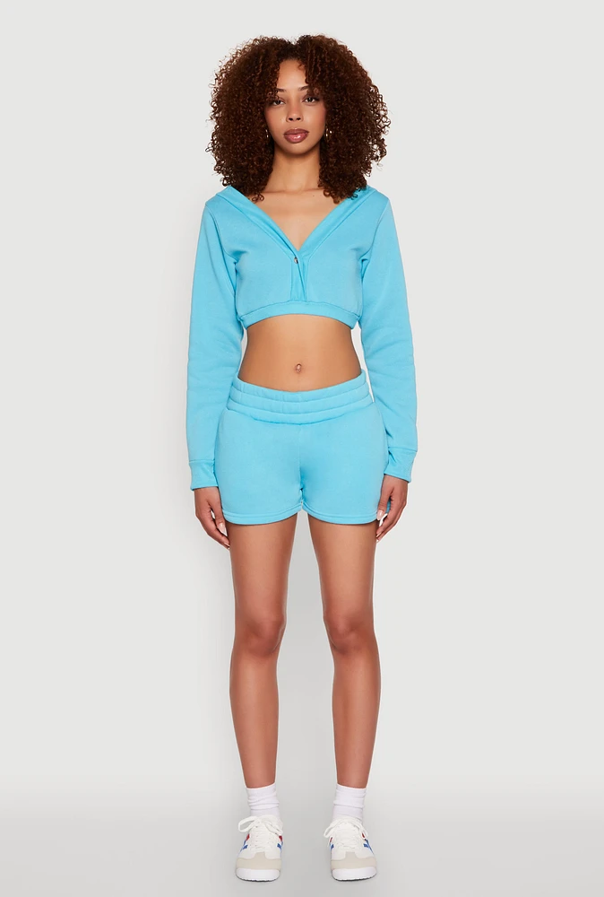 Womens Fleece Elastic Waist Sweatshorts, Blue, Size M