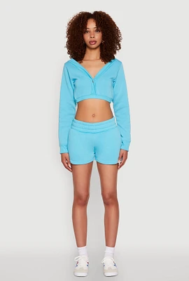 Womens Fleece Elastic Waist Sweatshorts, Blue, Size M