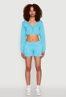 Womens Fleece Elastic Waist Sweatshorts, Blue, Size M
