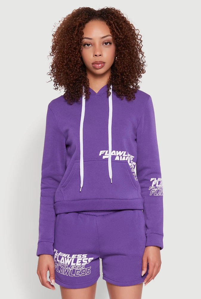 Womens Flawless Graphic Pullover Hoodie, Purple,