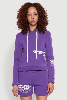 Womens Flawless Graphic Pullover Hoodie, Purple,