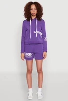 Womens Flawless Graphic Pullover Hoodie, Purple,