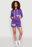 Womens Flawless Graphic Pullover Hoodie, Purple,