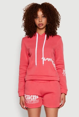 Womens Flawless Graphic Pullover Hoodie, Pink, Size M