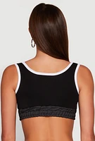 Womens 94 Graphic Denim Trim Crop Top,