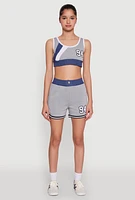 Womens 94 Graphic Denim Trim Crop Top,