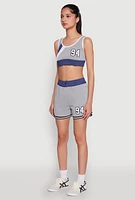 Womens 94 Graphic Denim Trim Crop Top,