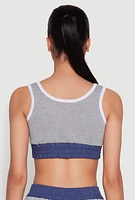 Womens 94 Graphic Denim Trim Crop Top,